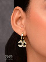 I 'C' You- Rhinestones Encrusted Golden Earrings