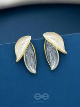 PETALS PANACHE- GOLDEN ENAMELLED EARRINGS (SKY BLUE)