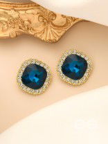 The Royal Touch- Solitaire and CZ Stones Studded Royal Blue Earrings