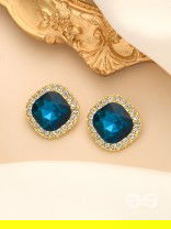 The Royal Touch- Solitaire and CZ Stones Studded Royal Blue Earrings