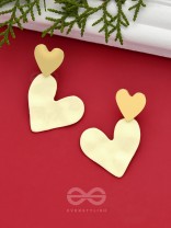 Cross My Heart- Golden Heart-Shaped Earrings