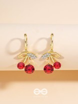 Cherry on Top- Red and Golden CZ Stones Studded Earrings
