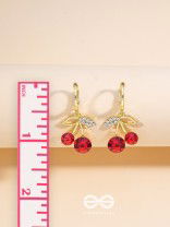 Cherry on Top- Red and Golden CZ Stones Studded Earrings