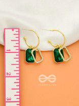 Blazing Jades- Rhinestones Studded Golden and Green Crystal Earrings