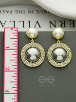 The Ashen Sun- Rhinestones Studded Grey and White Pearl Earrings