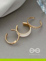 THREE CHEERS- SET OF THREE WHITE AND ROSE GOLD RINGS