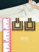 Geometric Grace - Rhinestone Encrusted Golden Earrings
