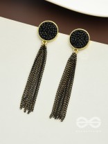 The Raven Cascade- Black and Golden Earrings