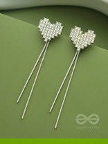 Melting Hearts- Silver Rhinestones Earrings
