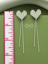 Melting Hearts- Silver Rhinestones Earrings