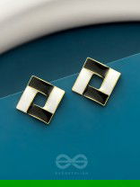 The Monochrome Maze- Black n White Enamelled Earrings