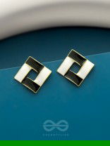 The Monochrome Maze- Black n White Enamelled Earrings
