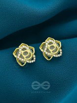 The Cherry Blossom- Golden Rhinestones Earrings 