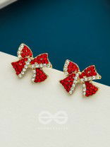The Bond of Passion- Golden Rhinestones Earrings (Ruby Red)