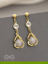 Twirling Vines- Golden Pearl Earrings