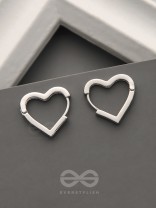 The Lovebirds- Heart-Shaped Silver Earrings