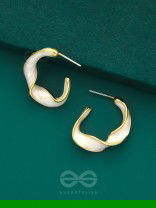 The Twisted Crescent- Classy Golden Earrings (Porcelain White)