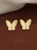 The Winged Wonder- White and Golden Earrings