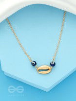 Shell-Eyed - Evil Eye Stone Golden Necklace With Anti-Tarnish Coating 