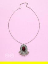 The Victorian Spell - Purple Crystals Silver Necklace and Earrings Set