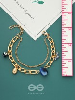The Indigo Imprint- Evil Eye Stone and Blue Crystals Studded Golden Bracelet