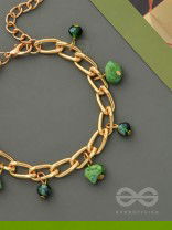 The Lush Lane- Green Stones Studded Golden Bracelet