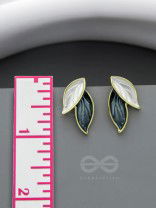  PETALS PANACHE- GOLDEN ENAMELLED EARRINGS (DENIM BLUE)