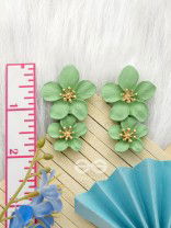 Paired Periwinkles- Statement Acrylic Earrings (Leaf Green)