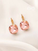 The Ice Cube- Crystal Golden Earrings (Rust)