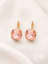 The Ice Cube- Crystal Golden Earrings (Rust)