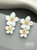 Paired Periwinkles- Statement Acrylic Earrings (Daisy White)