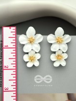 Paired Periwinkles- Statement Acrylic Earrings (Daisy White)