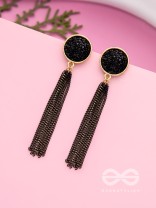 The Ebony Fall- Black and Golden Earrings