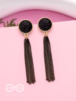 The Ebony Fall- Black and Golden Earrings