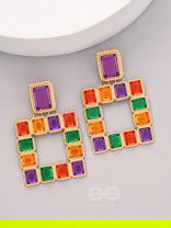 Sunshine n Rainbows- Golden Enamelled Earrings