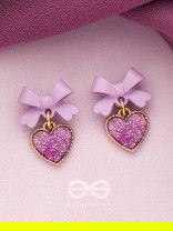 HEART-SHAPED CANDY BOX- LAVENDER AND GOLDEN EARRINGS