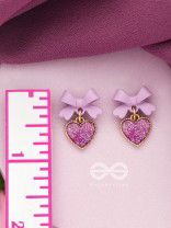 HEART-SHAPED CANDY BOX- LAVENDER AND GOLDEN EARRINGS