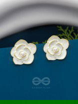The Pearly Rose- Golden Enameled Pearl Earrings
