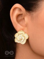 The Pearly Rose- Golden Enameled Pearl Earrings