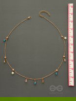 Rain In Paradise- Pearls And Crystals Studded Golden Necklace With Anti-Tarnish Coating