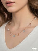 Rain In Paradise- Pearls And Crystals Studded Golden Necklace With Anti-Tarnish Coating