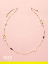Yin And Yang- Pearl And Stone Studded Golden Necklace With Anti-Tarnish Coating 