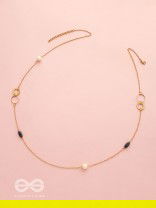 Yin And Yang- Pearl And Stone Studded Golden Necklace With Anti-Tarnish Coating 