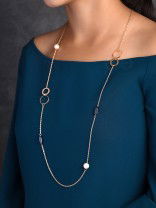 Yin And Yang- Pearl And Stone Studded Golden Necklace With Anti-Tarnish Coating 