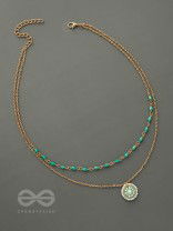 The Moonlit Sea- Beads Studded Embroidered Layered Golden Necklace With Anti-Tarnish Coating 