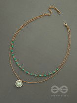 The Moonlit Sea- Beads Studded Embroidered Layered Golden Necklace With Anti-Tarnish Coating 