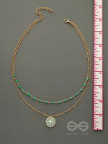 The Moonlit Sea- Beads Studded Embroidered Layered Golden Necklace With Anti-Tarnish Coating 