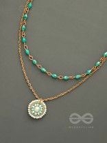 The Moonlit Sea- Beads Studded Embroidered Layered Golden Necklace With Anti-Tarnish Coating 