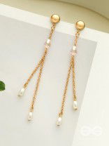 The Frozen Drops- Crystal and Pearl Studded Golden Earrings