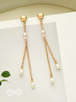 The Frozen Drops- Crystal and Pearl Studded Golden Earrings